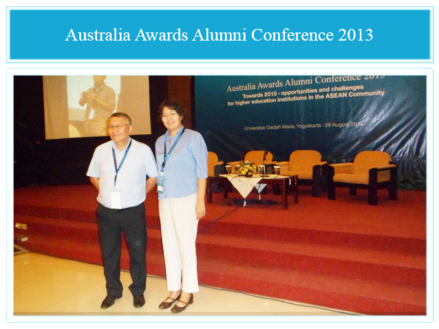 Ms Suvdmaa Tuul and Mr Munkhsuren Byamba attending an Australia Awards Alumni Conference in Yogykarta, Indonesia in August 2013.