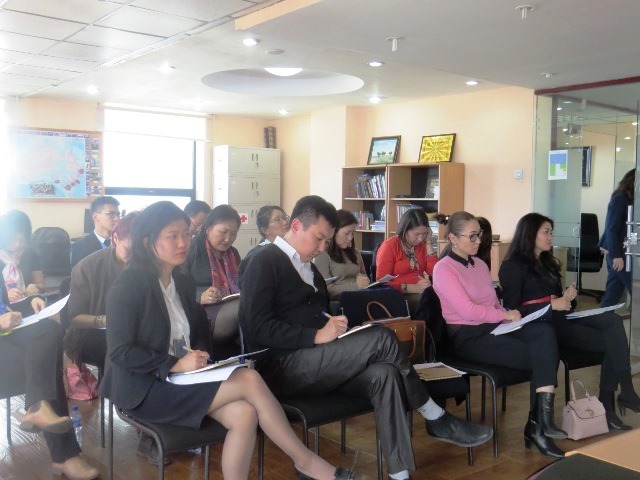 18 alumni attending the Reintegration workshop 2016, conducted on 6 April at the Australia Awards Mongolia conference room.